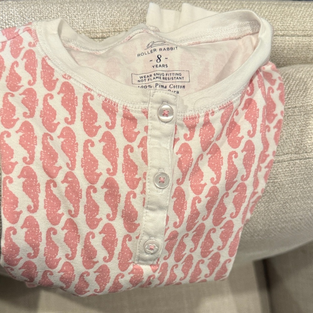 Roller Rabbit Pink Seahorse Kids' Pajama Top size 8 years old